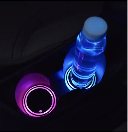 LED Light-Up Colorful Cup Holder Coaster with Solar & USB Charging