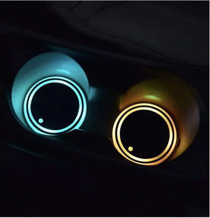 LED Light-Up Colorful Cup Holder Coaster with Solar & USB Charging